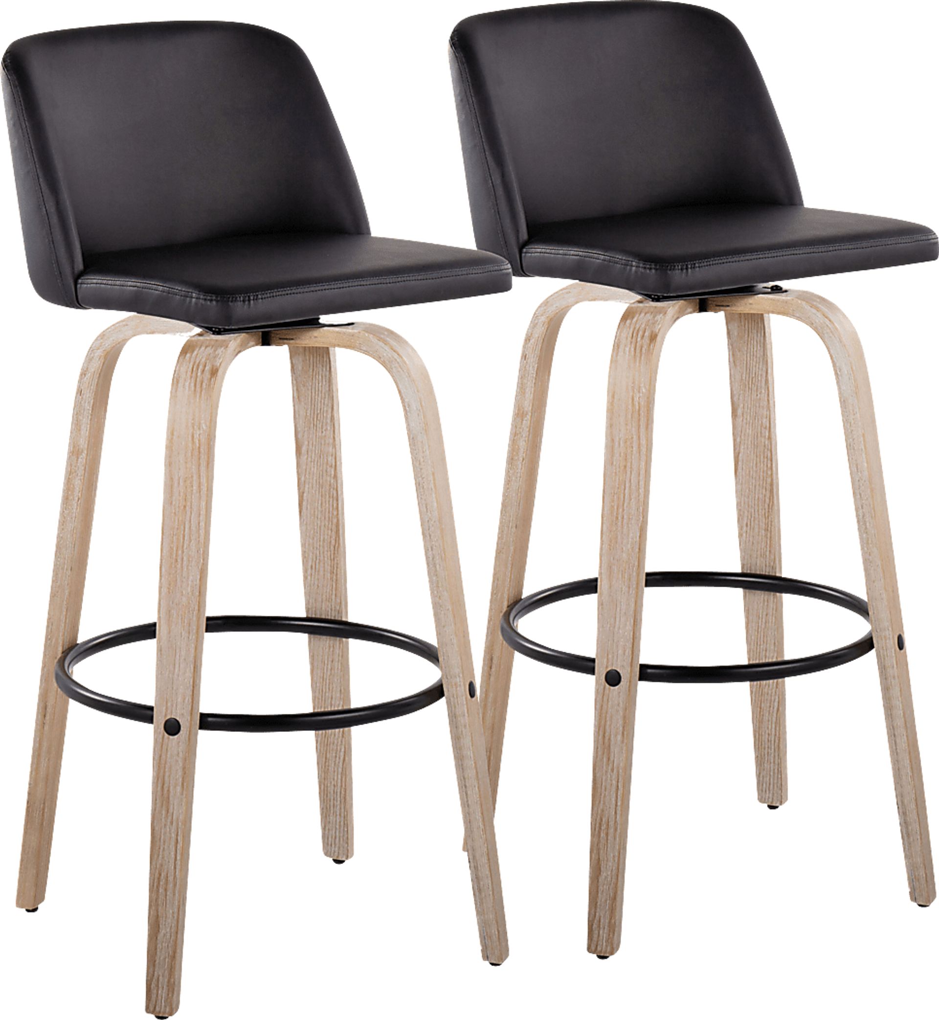 Clyo XII Black Swivel Barstool, Set of 2 - Image 1