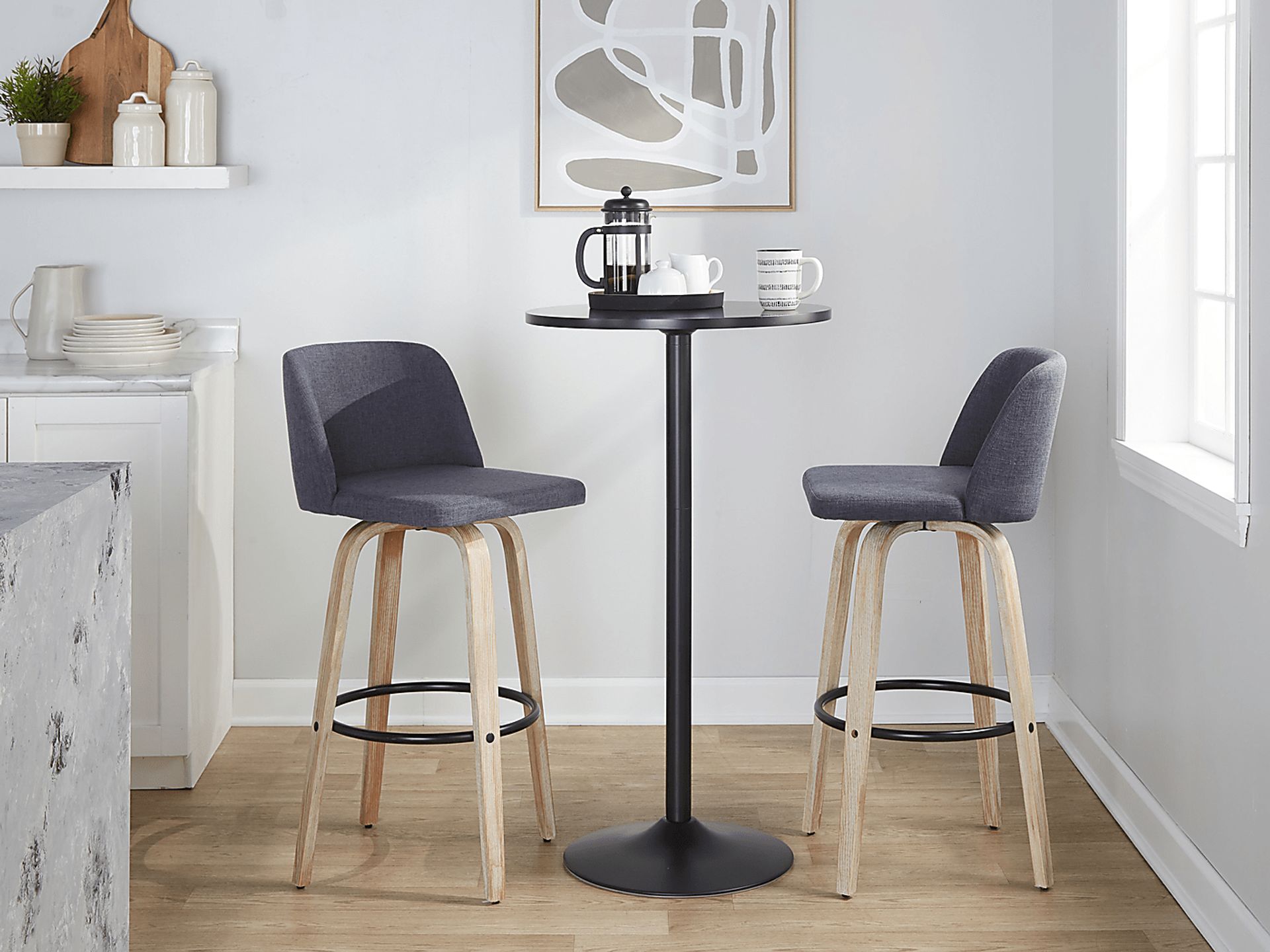 Clyo XII Blue Swivel Barstool, Set of 2 - Image 2