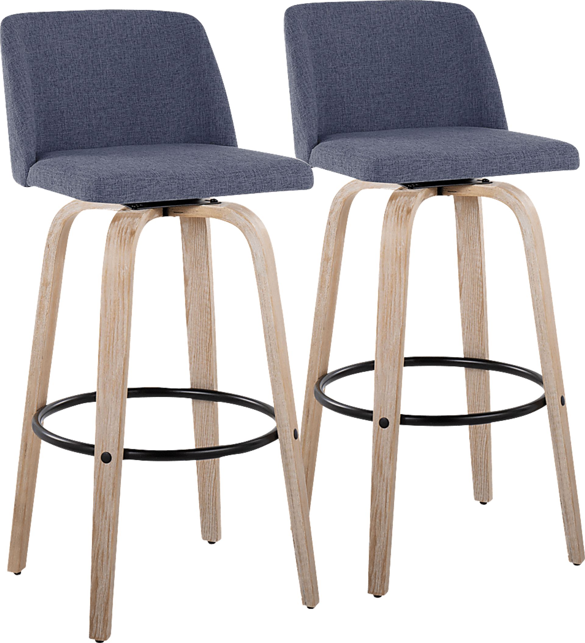 Clyo XII Blue Swivel Barstool, Set of 2 - Image 1