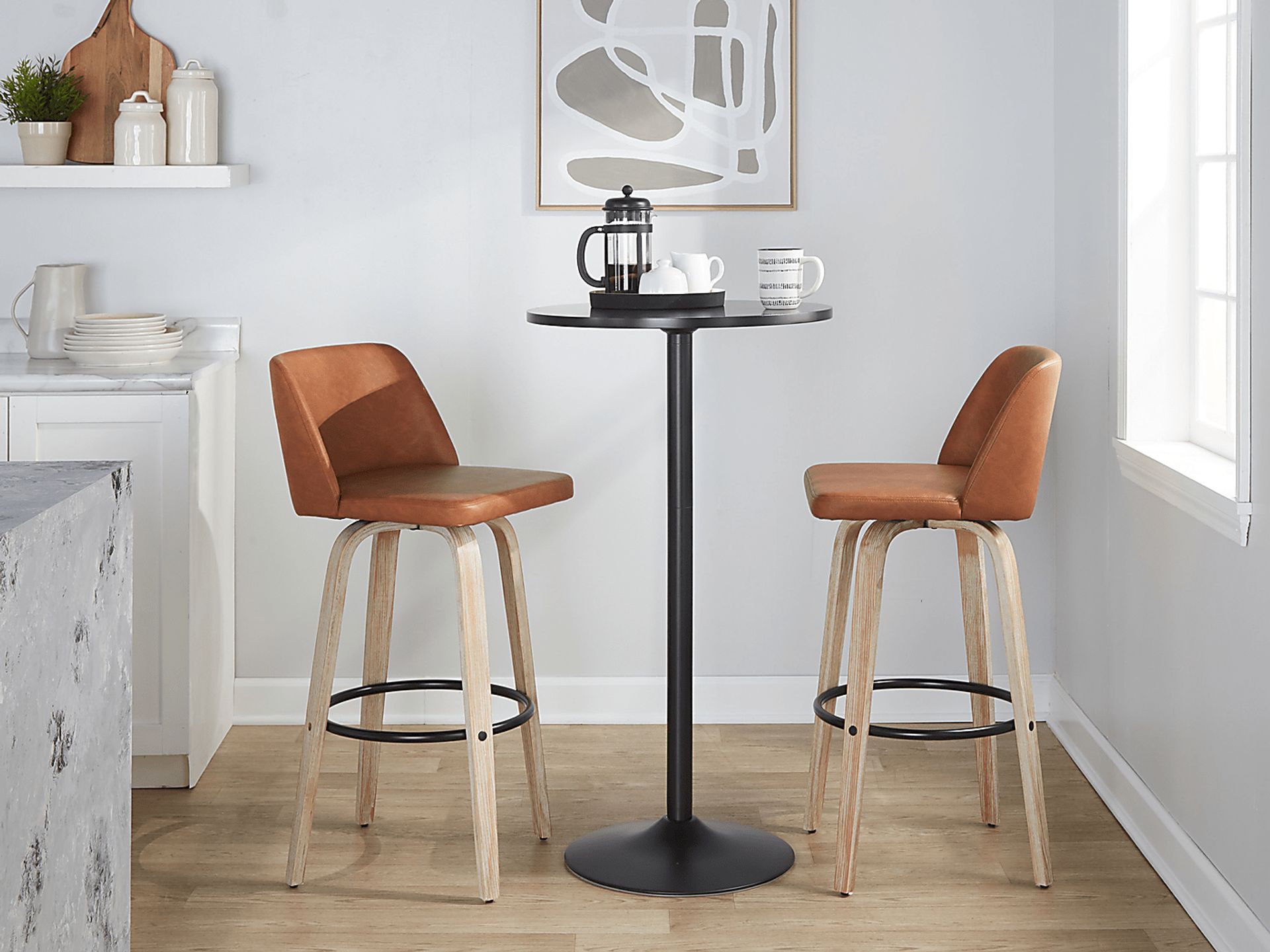 Clyo XII Camel Swivel Barstool, Set of 2 - Image 2