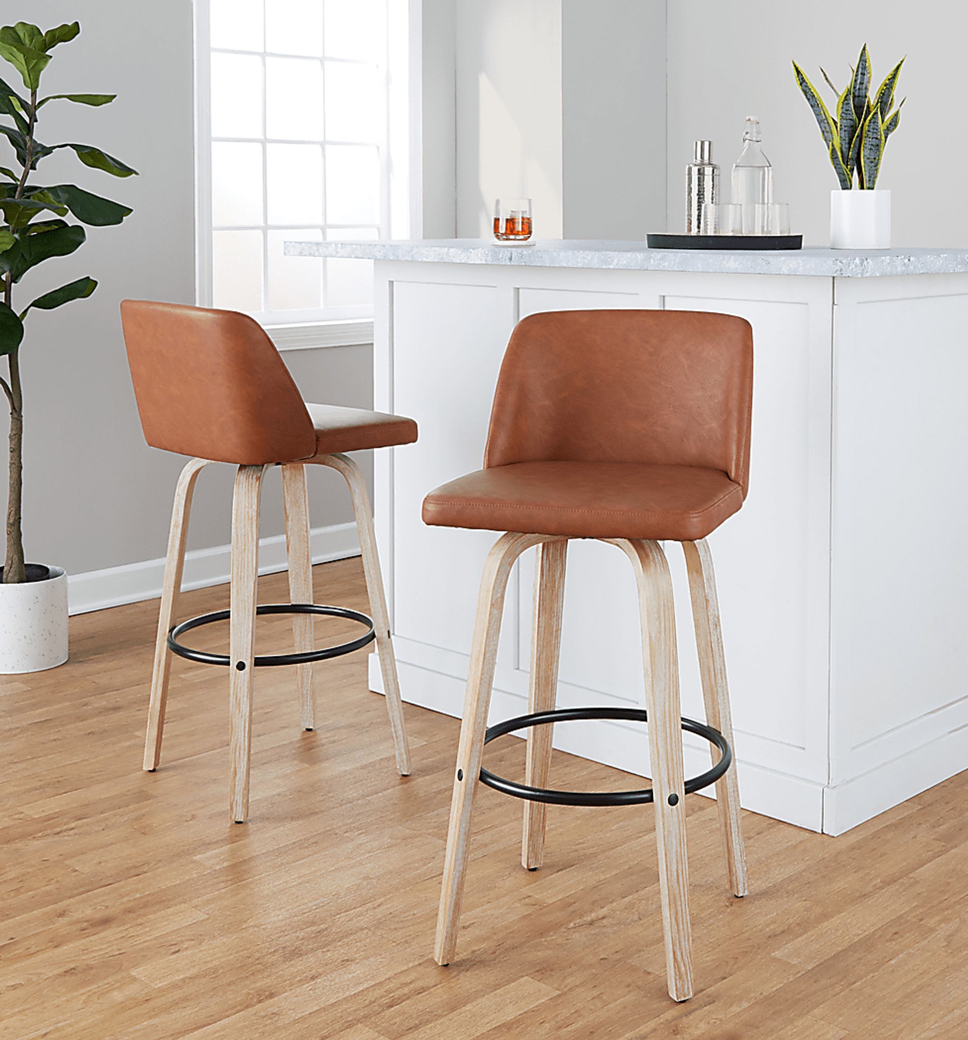 Clyo XII Camel Swivel Barstool, Set of 2 - Image 9