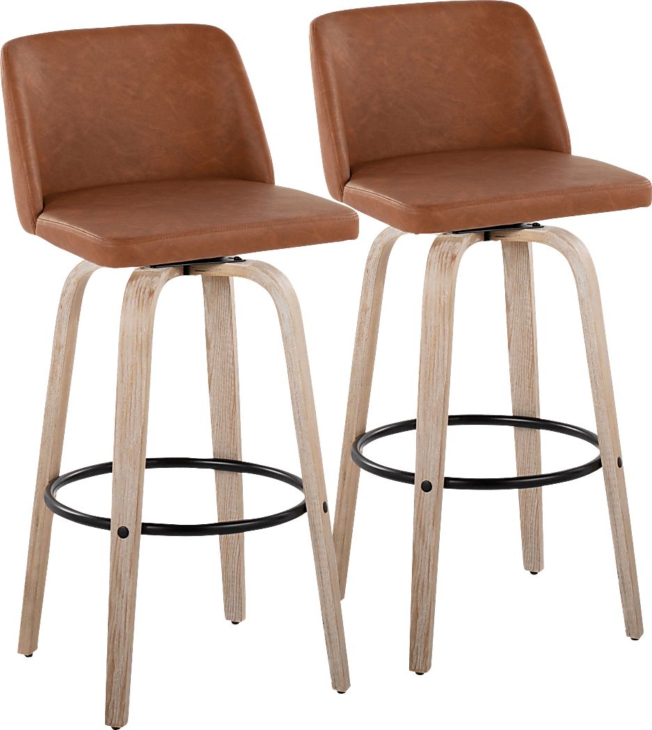 Clyo XII Camel Swivel Barstool, Set of 2