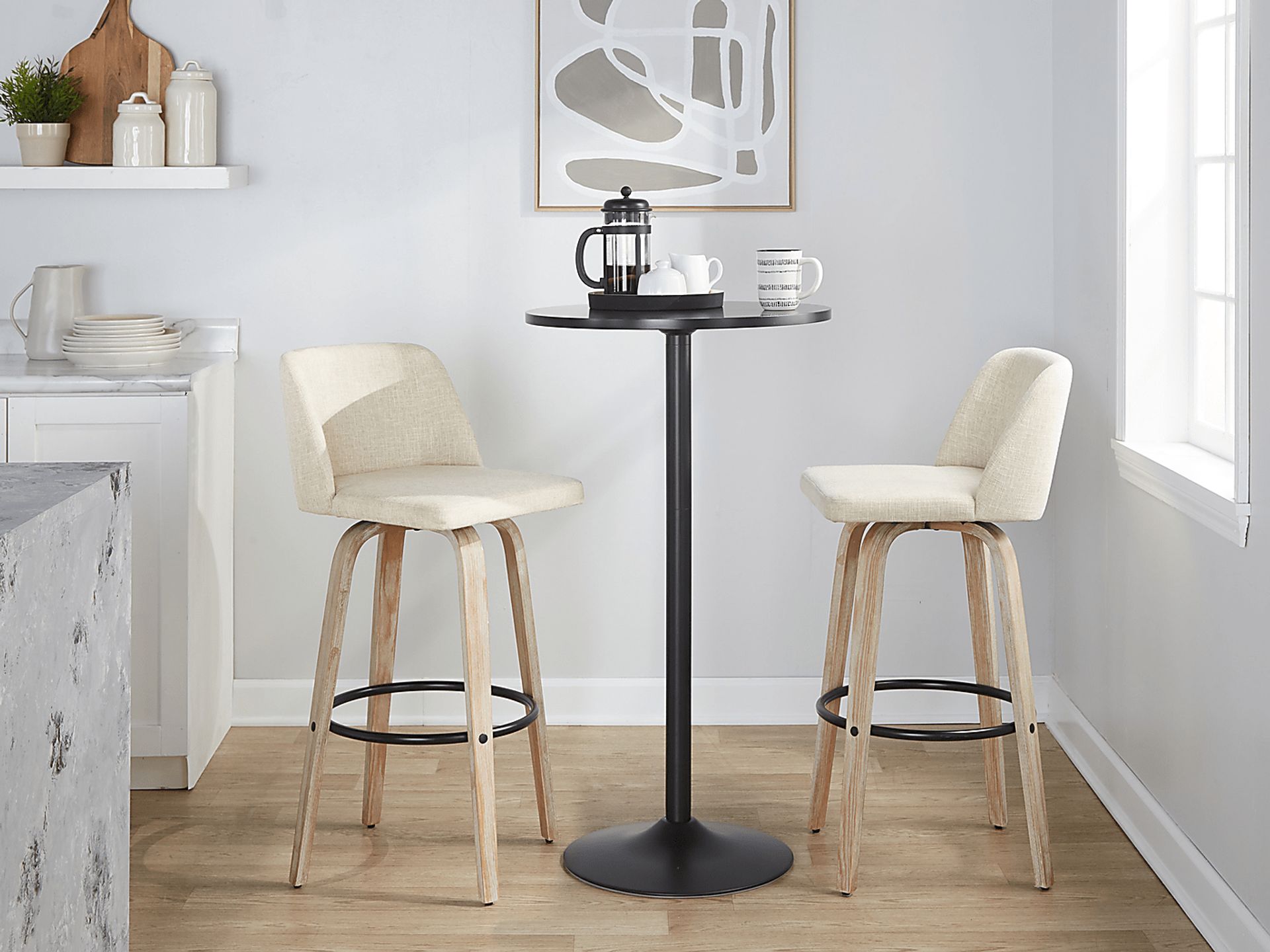 Clyo XII Cream Swivel Barstool, Set of 2 - Image 2