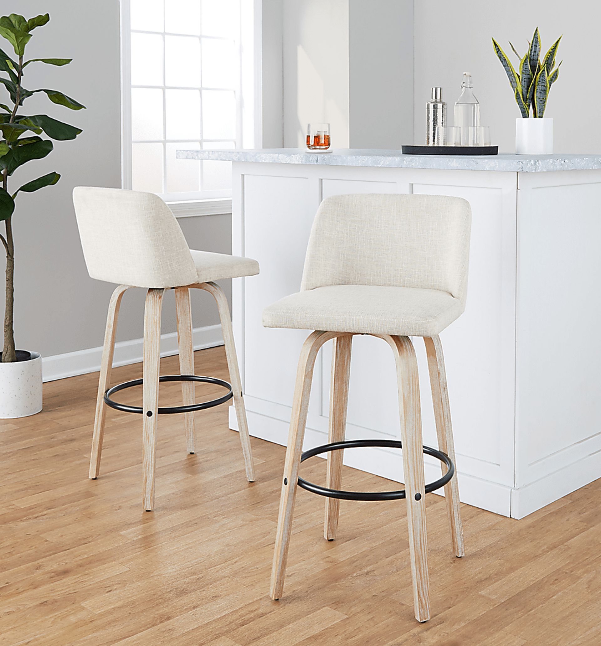 Clyo XII Cream Swivel Barstool, Set of 2 - Image 9