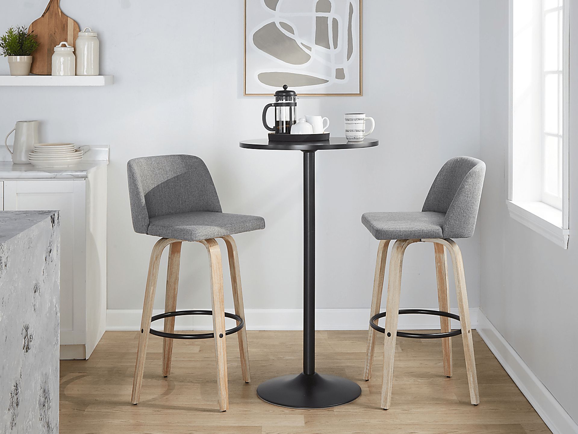 Clyo XII Gray Swivel Barstool, Set of 2 - Image 2