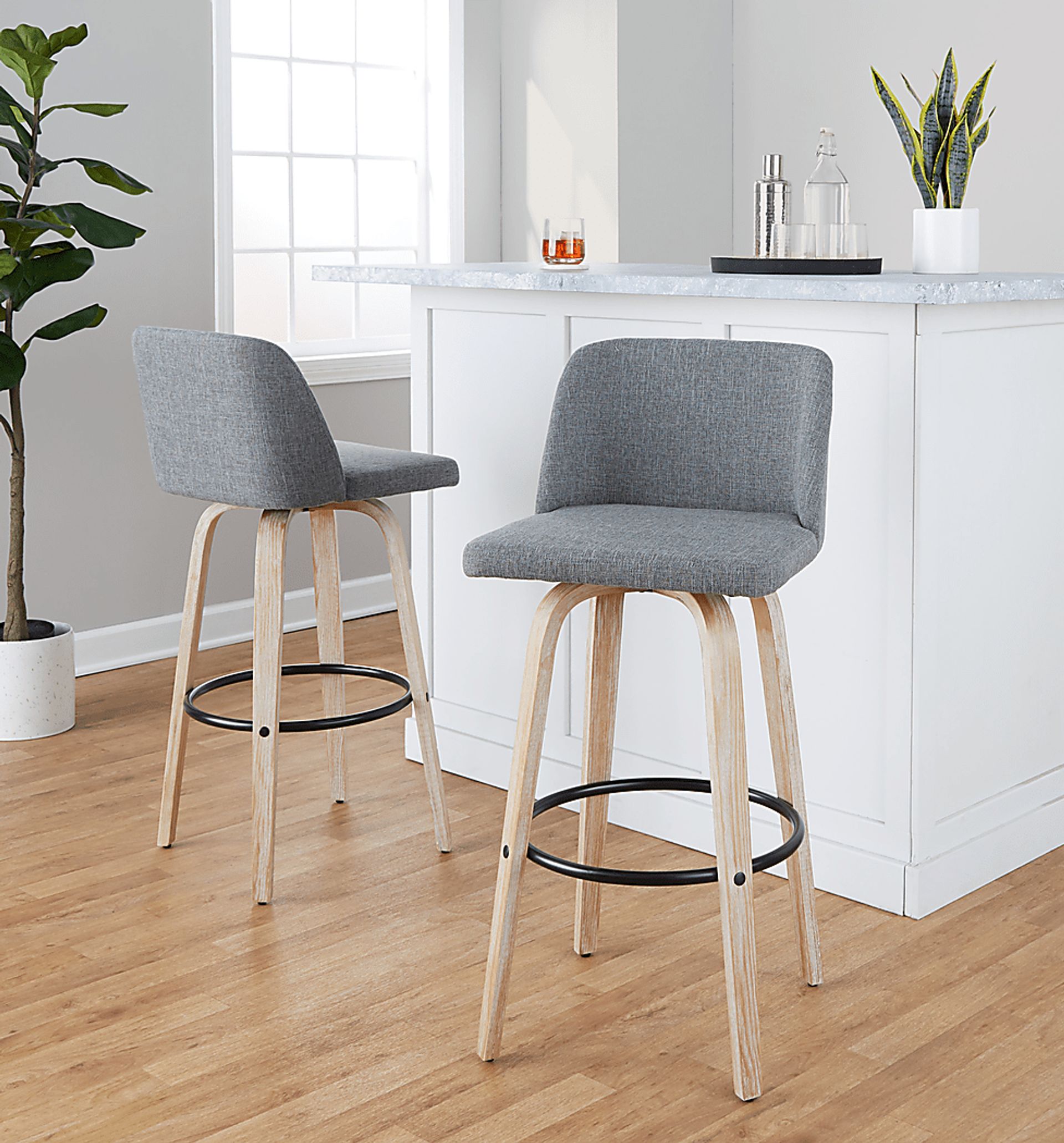 Clyo XII Gray Swivel Barstool, Set of 2 - Image 9
