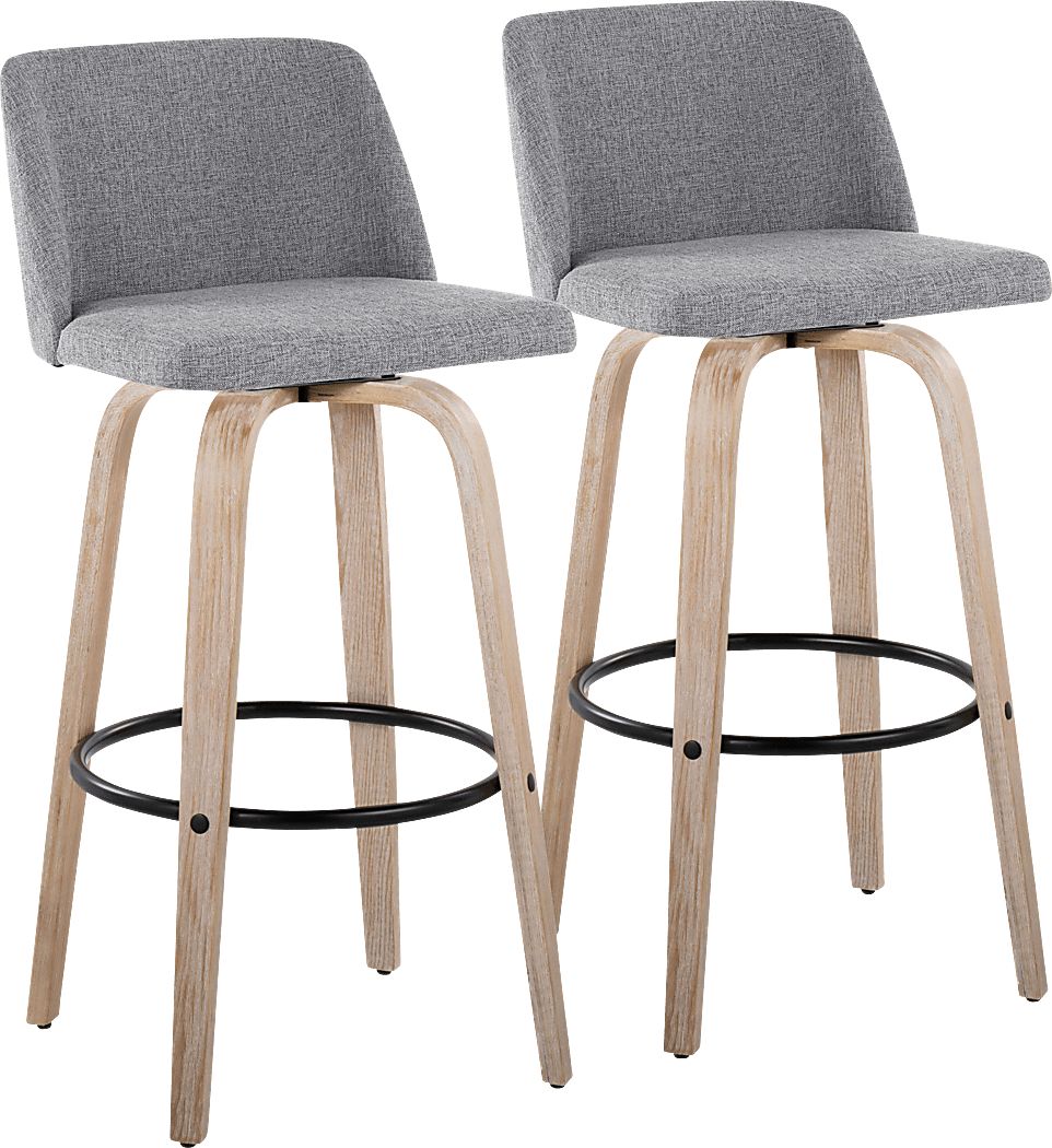 Clyo XII Gray Swivel Barstool, Set of 2