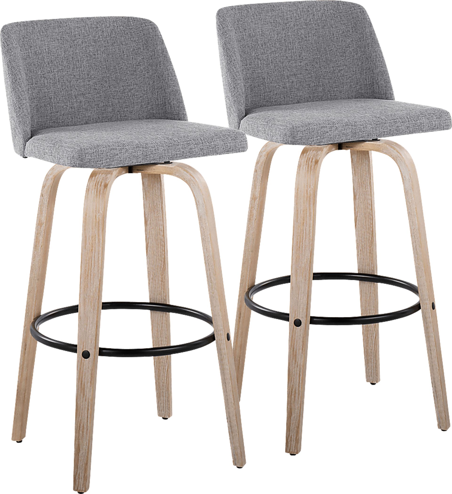 Clyo XII Gray Swivel Barstool, Set of 2 - Image 1
