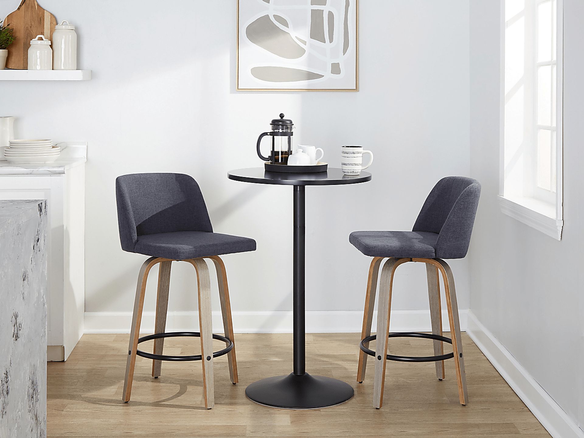 Clyo XIII Blue Swivel Counter Height Stool, Set of 2 - Image 2