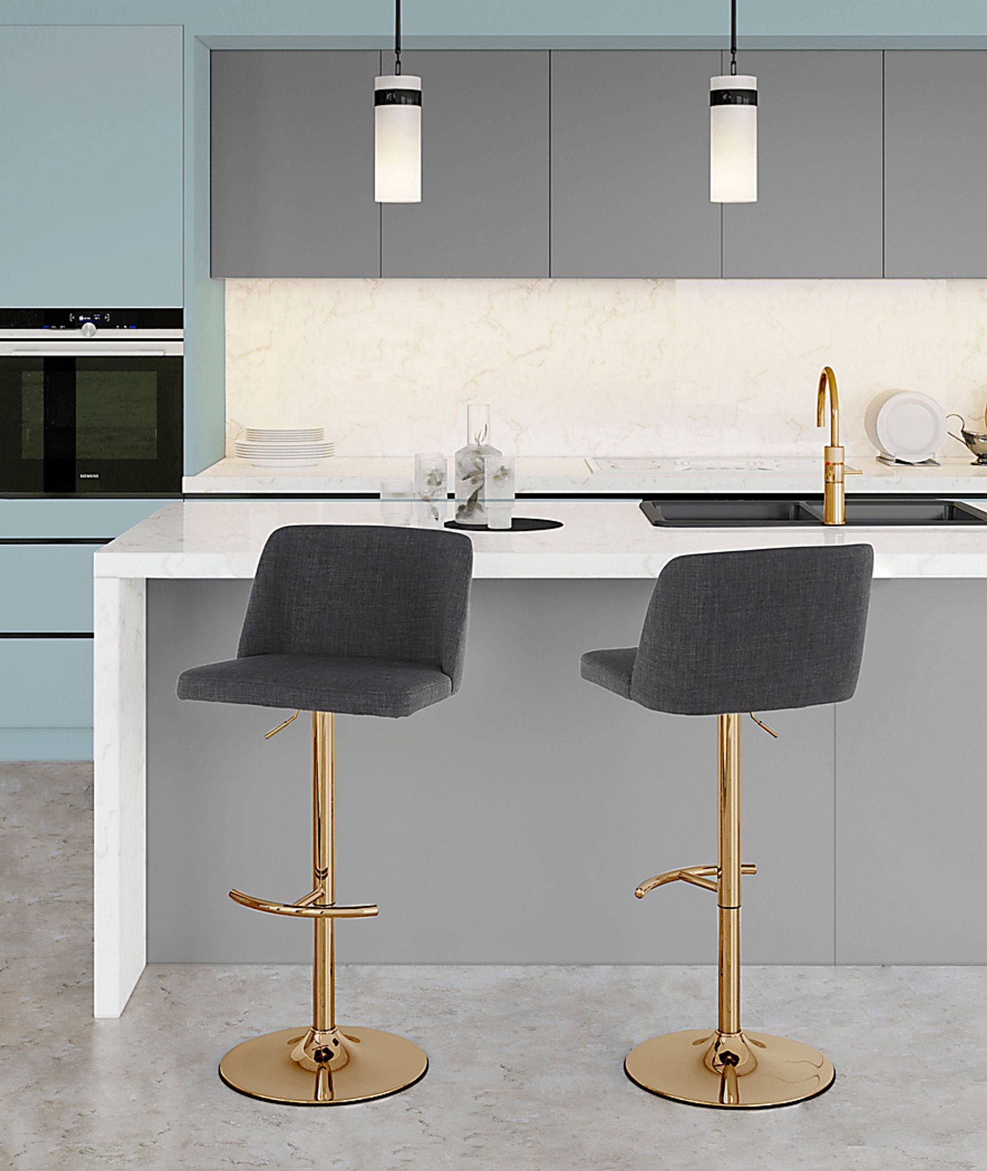 Clyo XIII Charcoal Adjustable Barstool, Set of 2 - Image 2