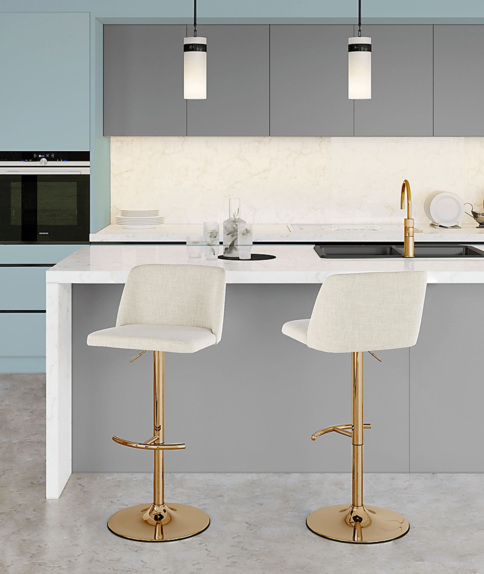Clyo XIII Cream Adjustable Barstool, Set of 2 - Image 2