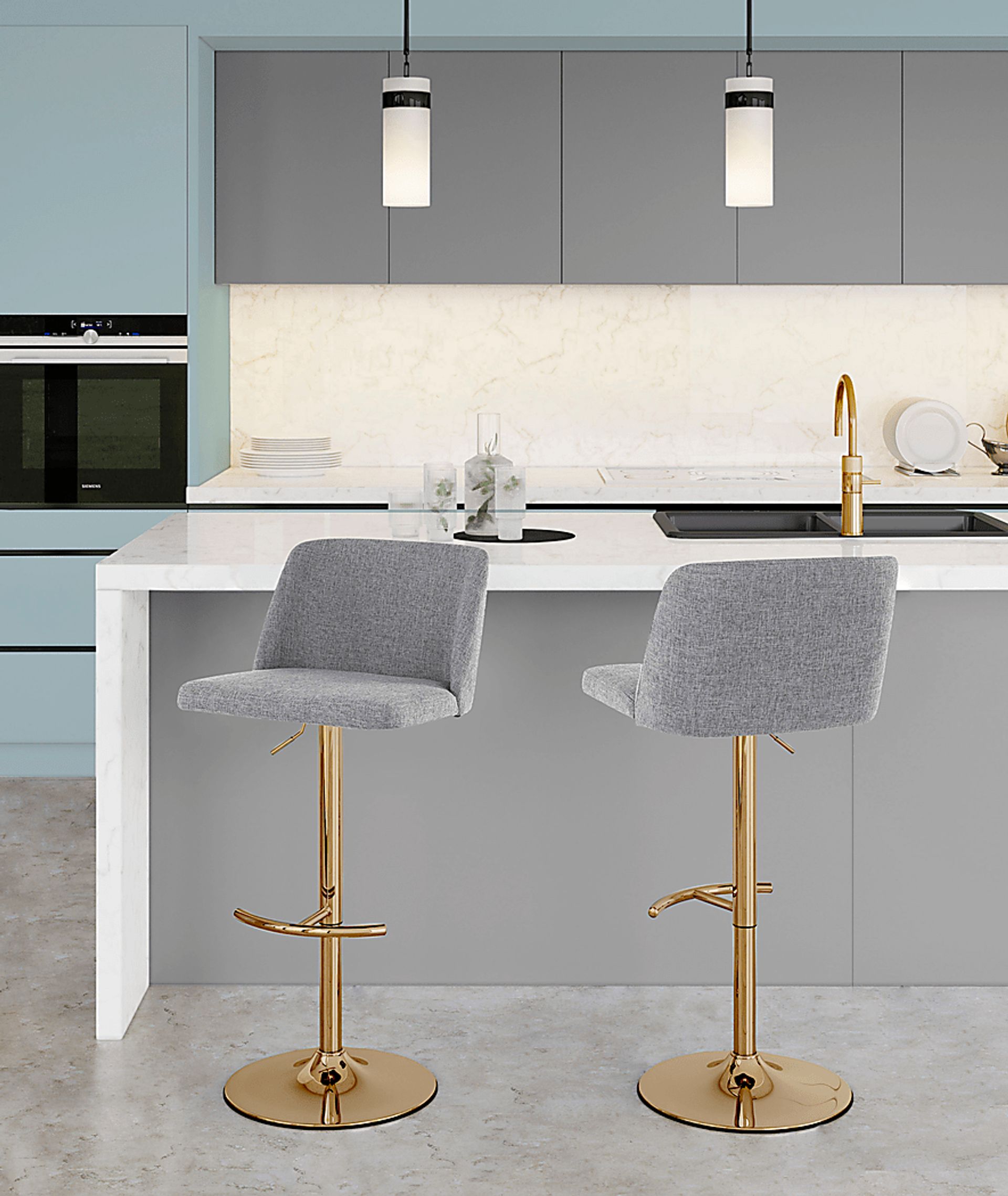 Clyo XIII Gray Adjustable Barstool, Set of 2 - Image 2