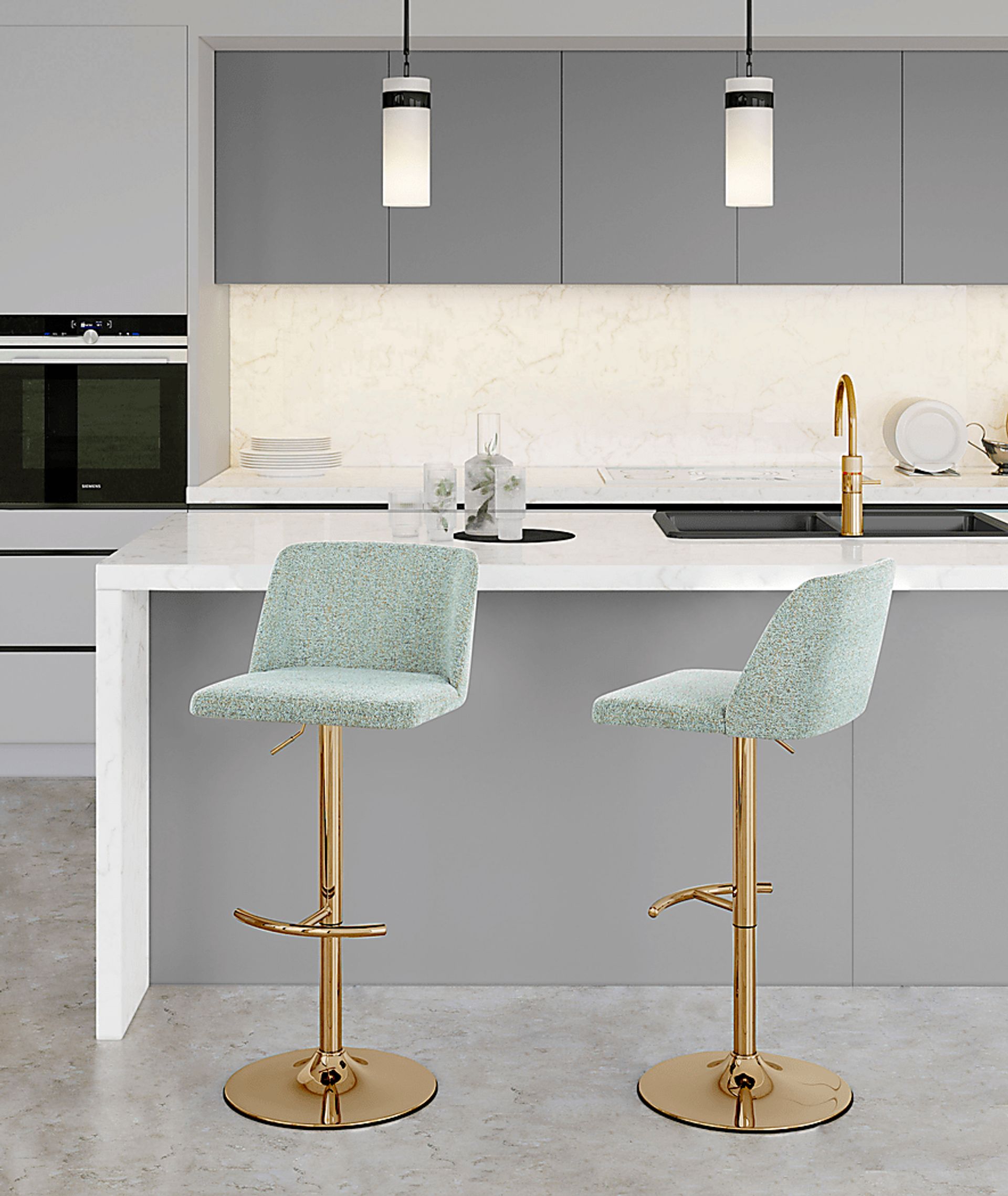 Clyo XIII Green Adjustable Bastool, Set of 2 - Image 2