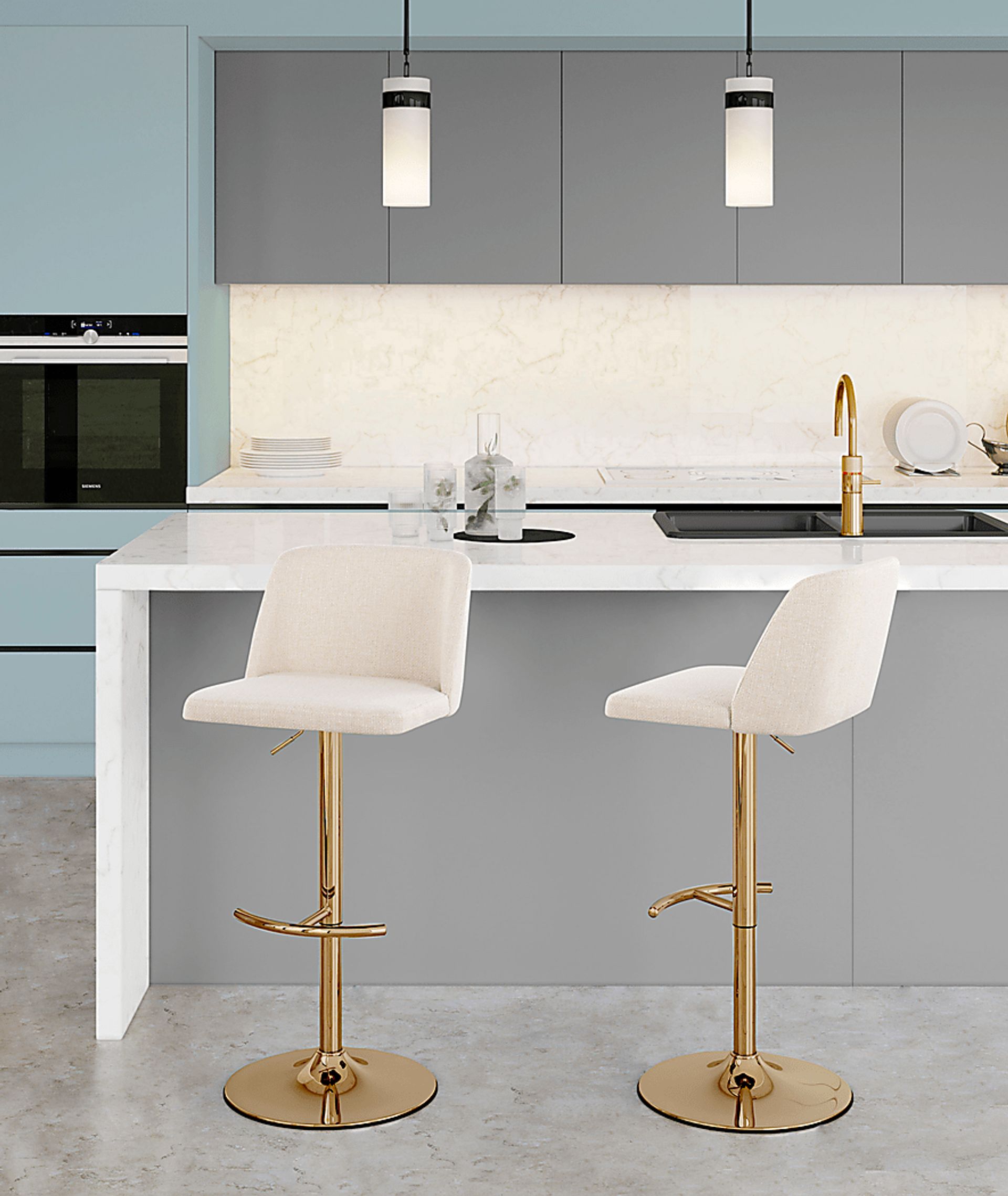 Clyo XIV Cream Adjustable Barstool, Set of 2 - Image 2