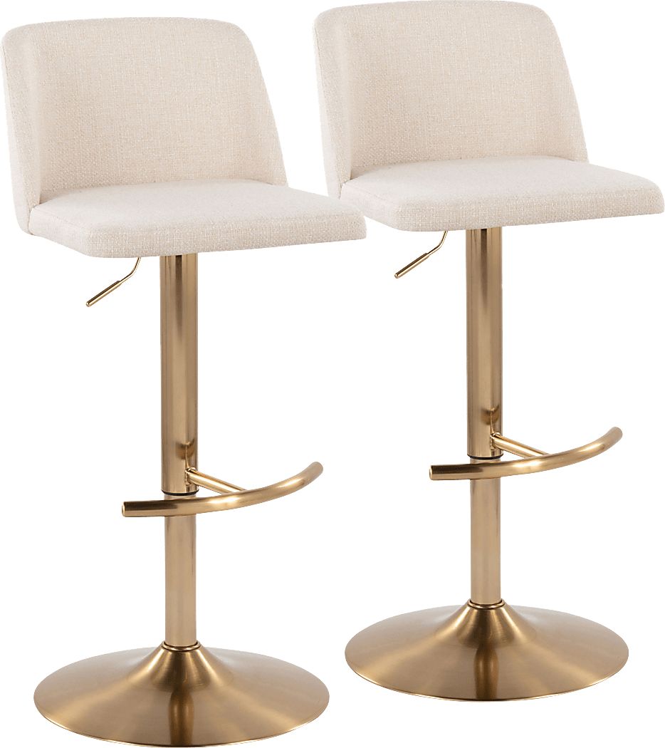 Clyo XIV Cream Adjustable Barstool, Set of 2