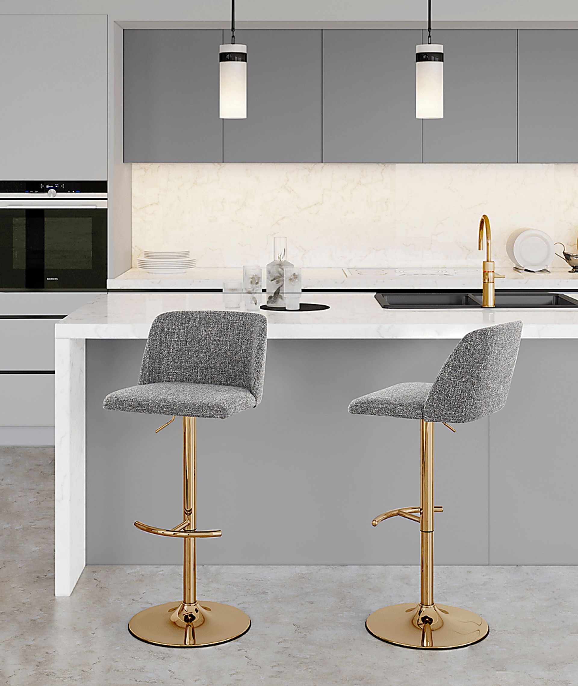 Clyo XIV Gray Adjustable Barstool, Set of 2 - Image 2