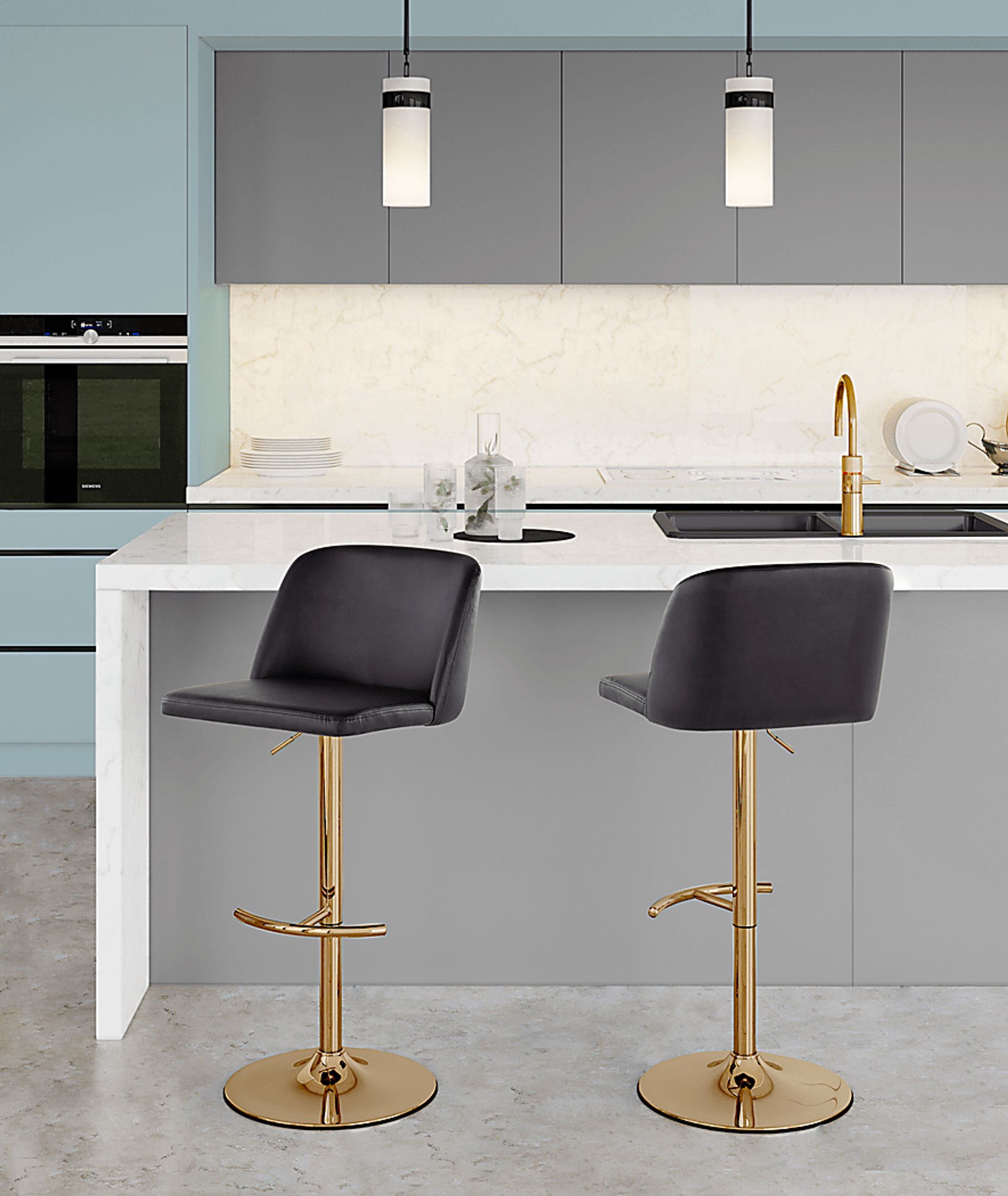 Clyo XV Black Adjustable Barstool, Set of 2 - Image 2