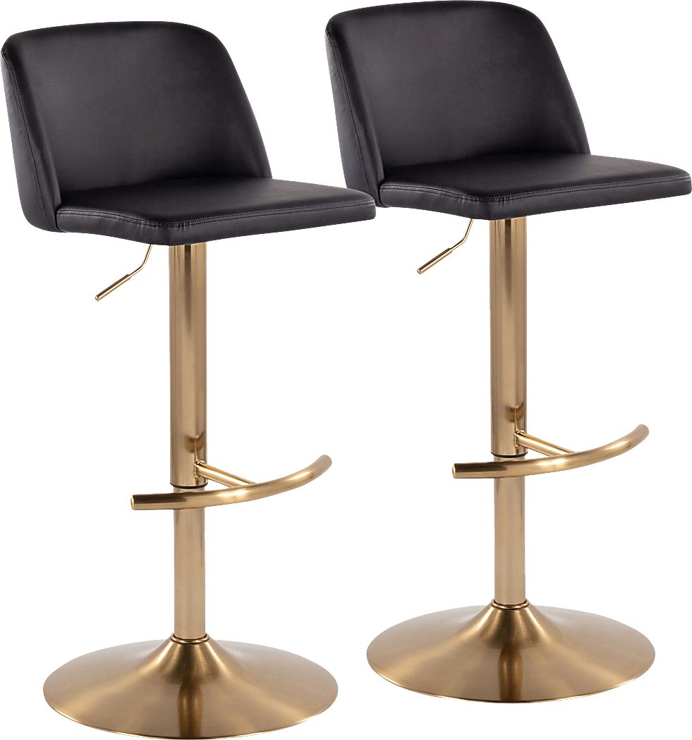 Clyo XV Black Adjustable Barstool, Set of 2