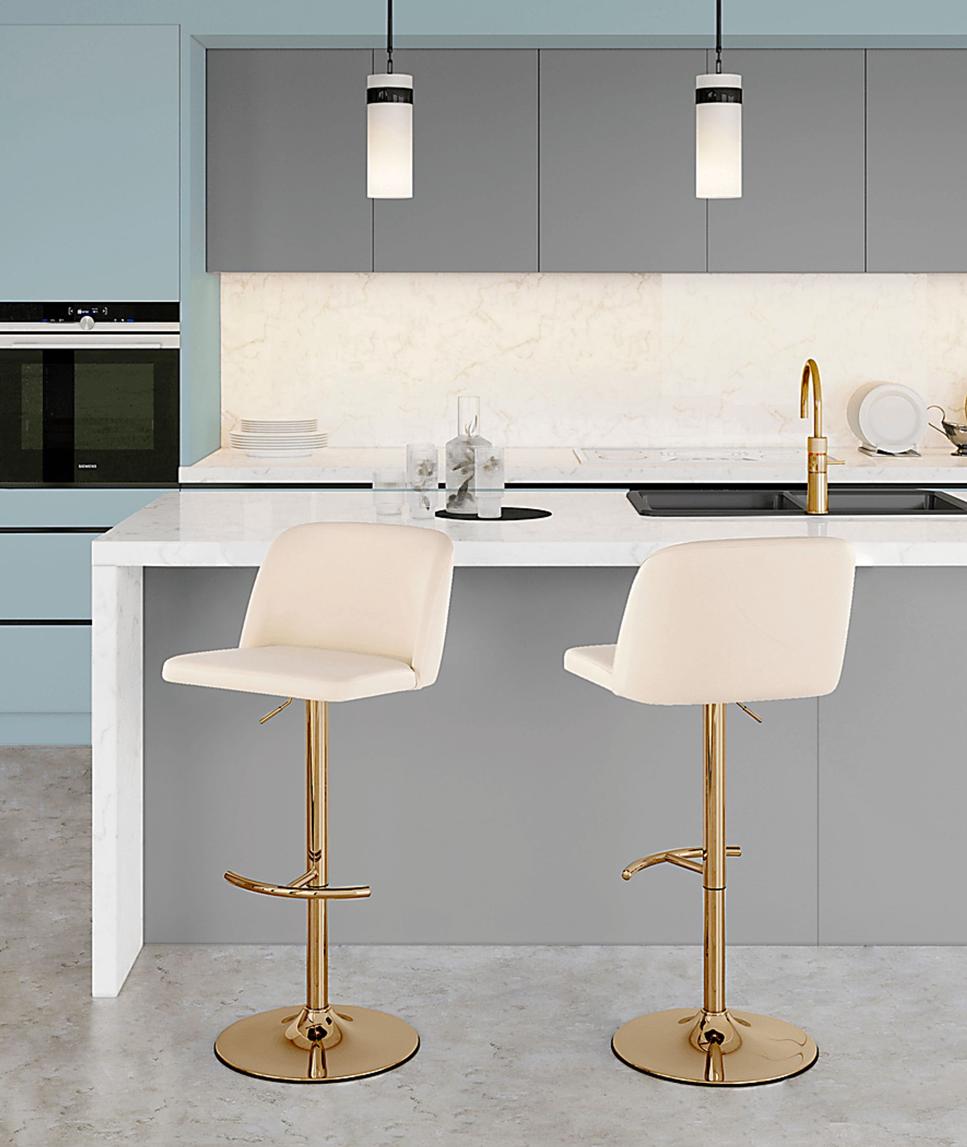 Clyo XV Cream Adjustable Barstool, Set of 2 - Image 2