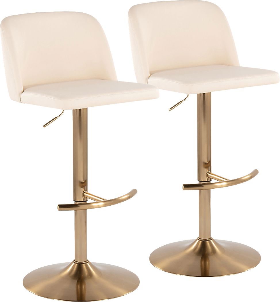 Clyo XV Cream Adjustable Barstool, Set of 2