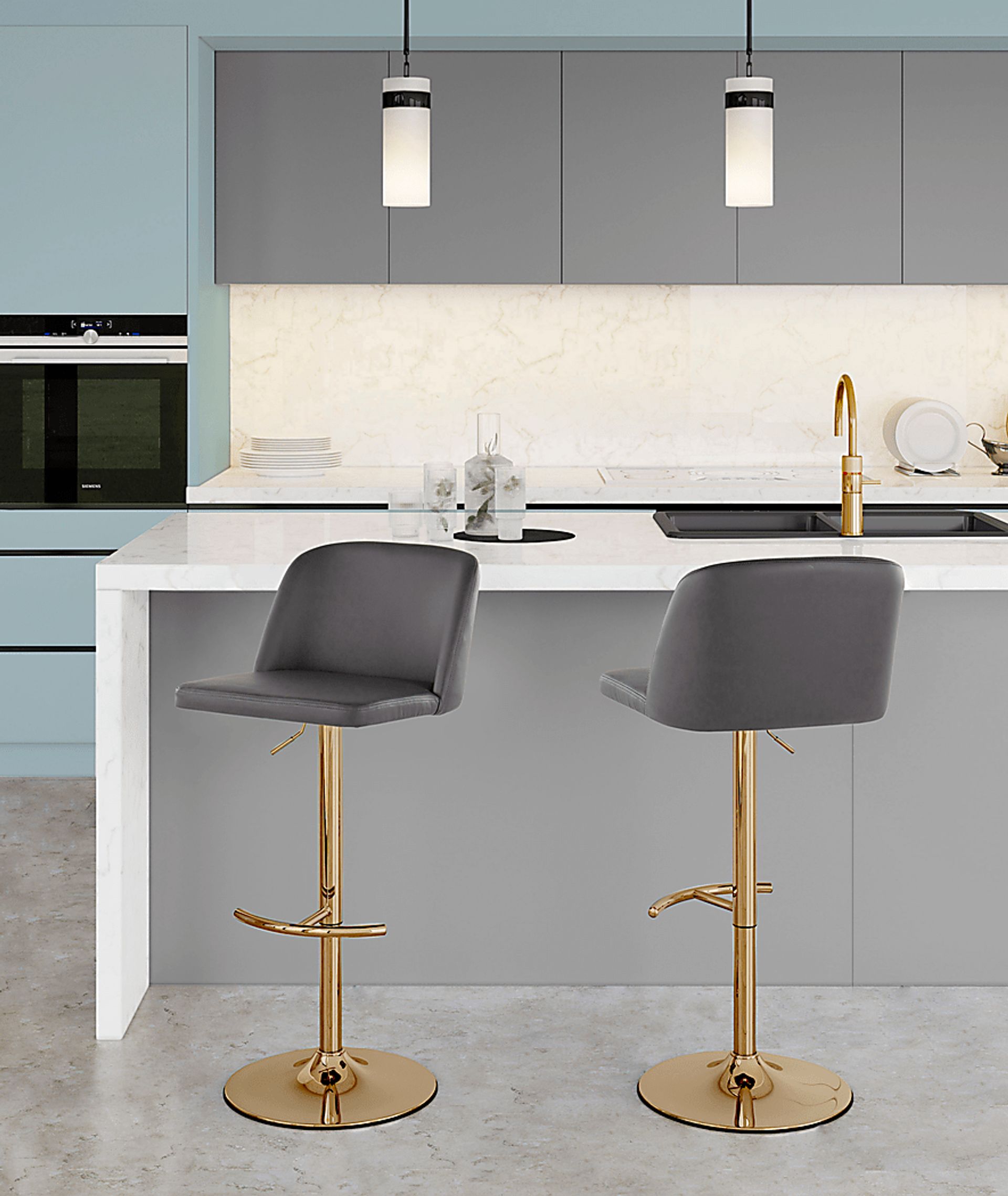 Clyo XV Gray Adjustable Barstool, Set of 2 - Image 2