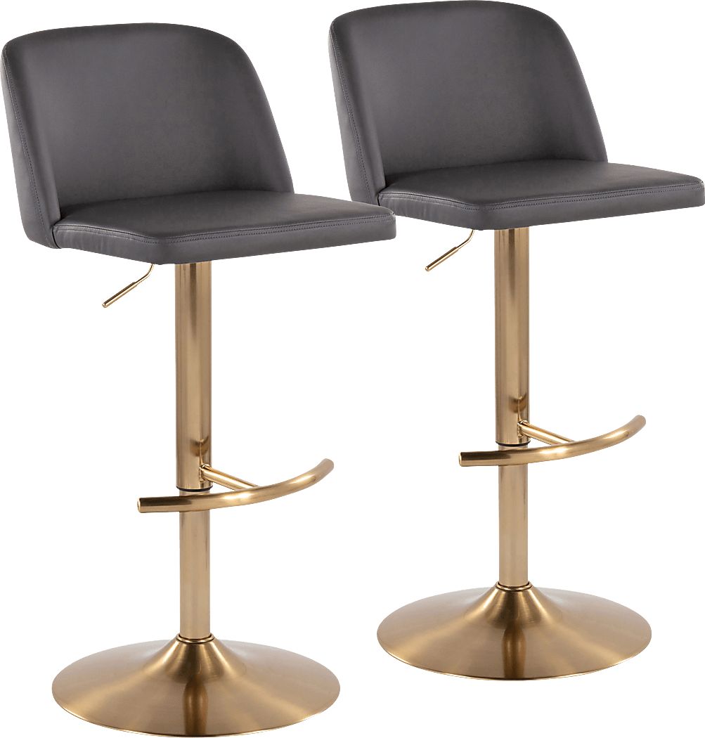 Clyo XV Gray Adjustable Barstool, Set of 2