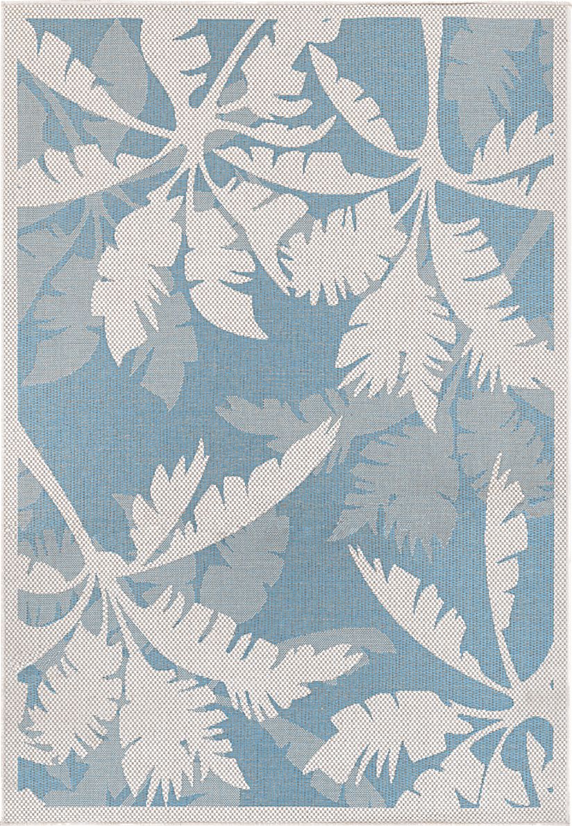 Coastal Flora Blue 5'3 x 7'6 Indoor/Outdoor Rug