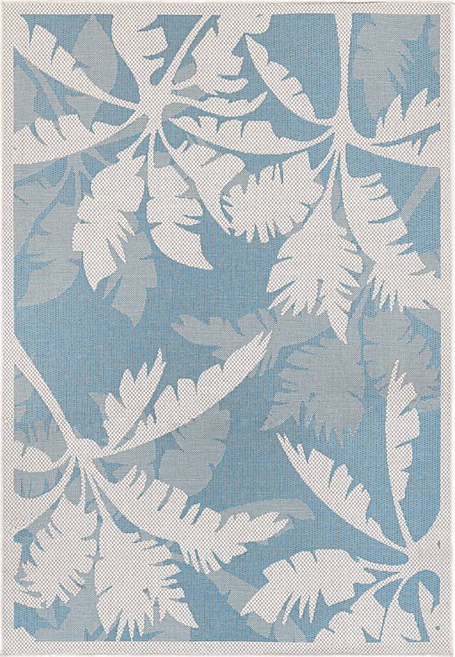Coastal Flora Blue 7'6 x 10'9 Indoor/Outdoor Rug - Thumbnail - Image 1
