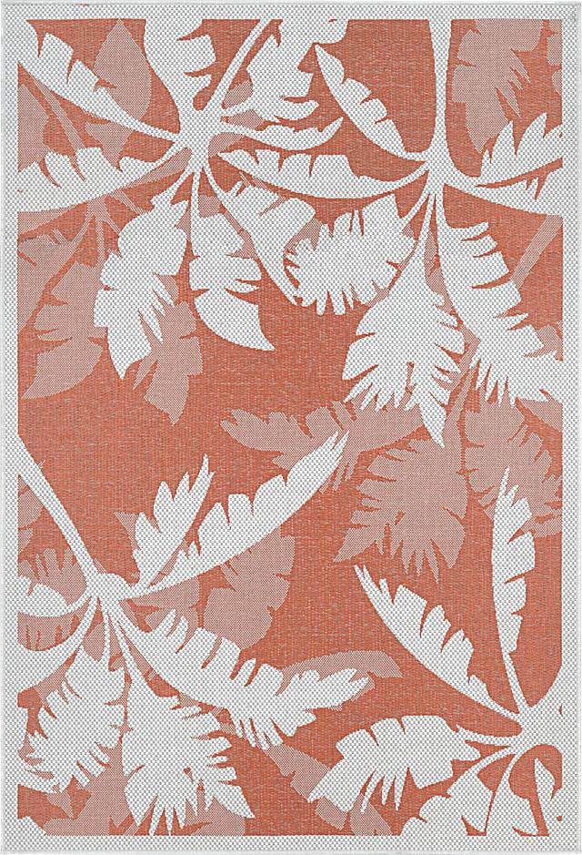 Coastal Flora Orange 7'6 x 10'9 Indoor/Outdoor Rug - Thumbnail - Image 1