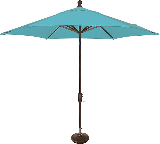 Coastal Point 9' Aqua Outdoor Umbrella with 80 lb. Base - Thumbnail - Image 1