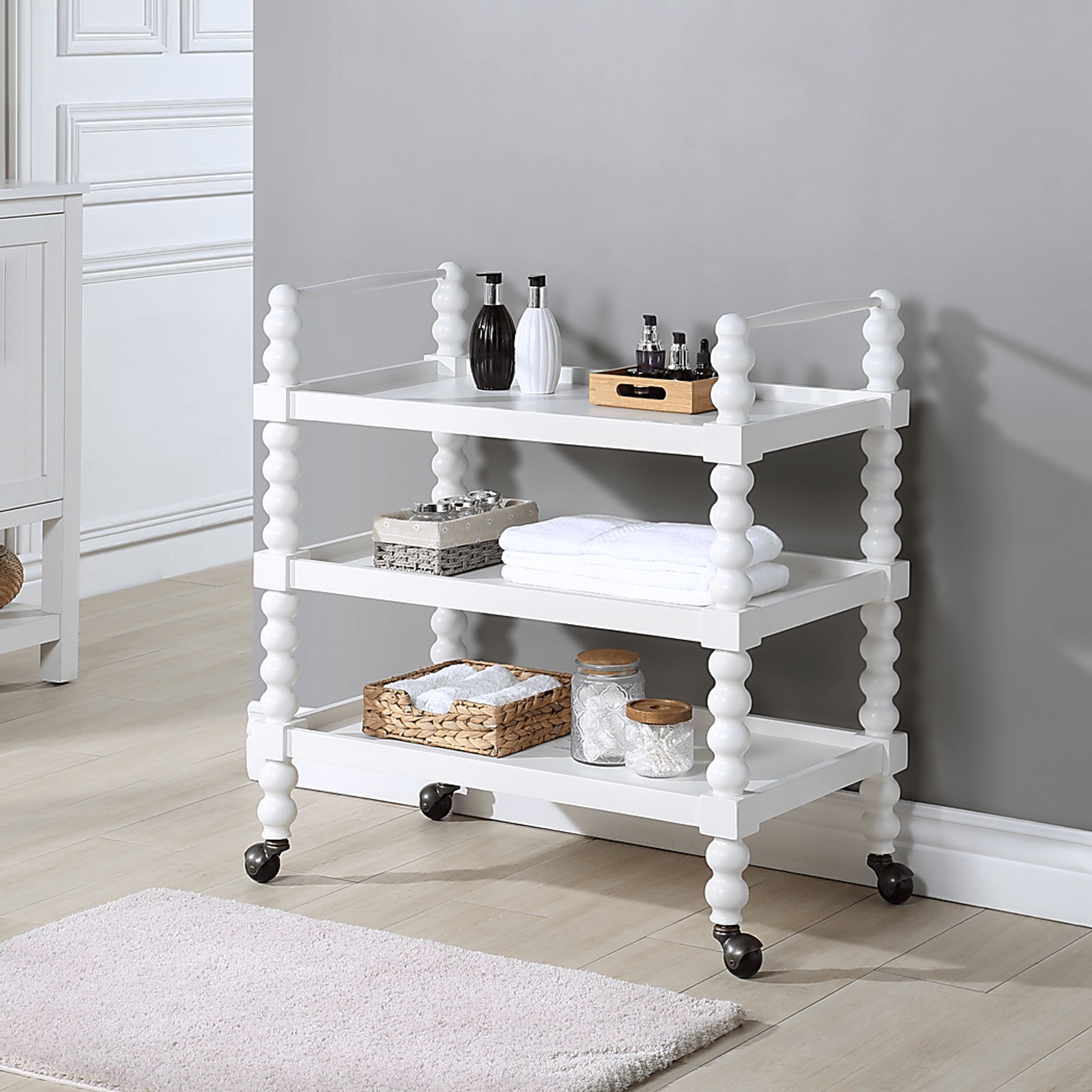 Coastina White Kitchen Cart - Image 5