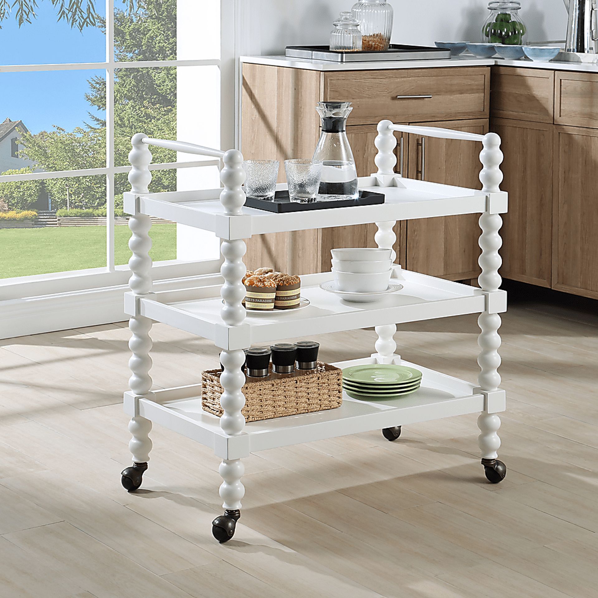 Coastina White Kitchen Cart - Image 6