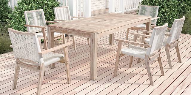 Coco Lagoon White 7 Pc Outdoor Dining Set - Thumbnail - Image 1