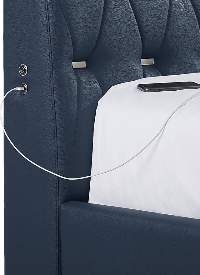 Coeval Court Blue 3 Pc King Upholstered Bed - Thumbnail - Image 2