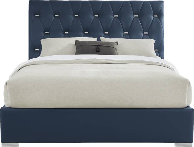 Coeval Court Blue 3 Pc King Upholstered Bed - Thumbnail - Image 1