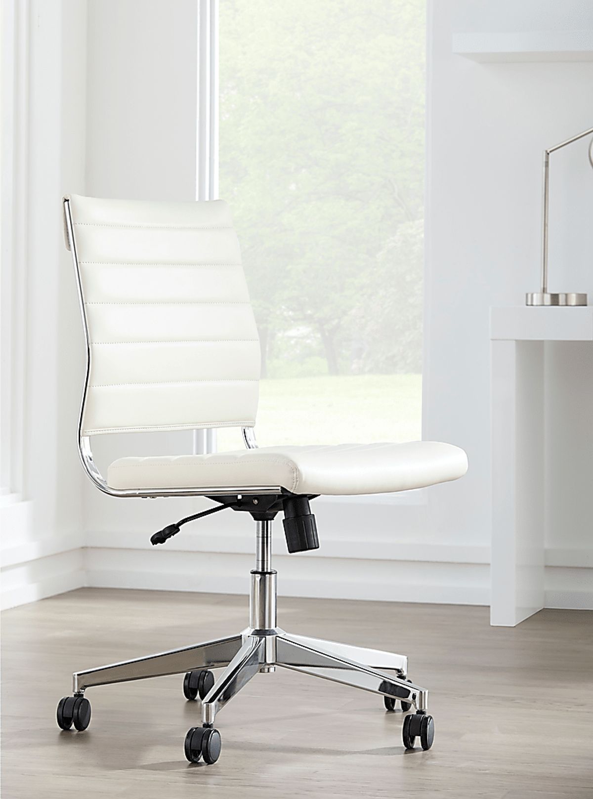 Coffeetree II White Cotton,Polyester,Polyurethane Fabric Desk Chair ...