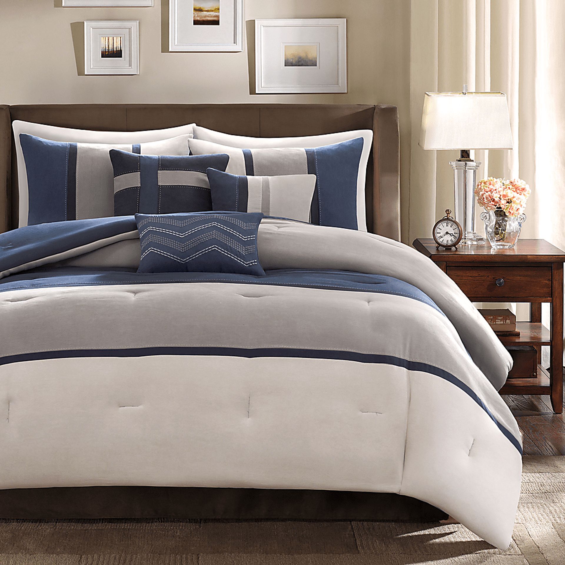 Colapissa Blue 7 Pc California King Comforter Set - Image 1
