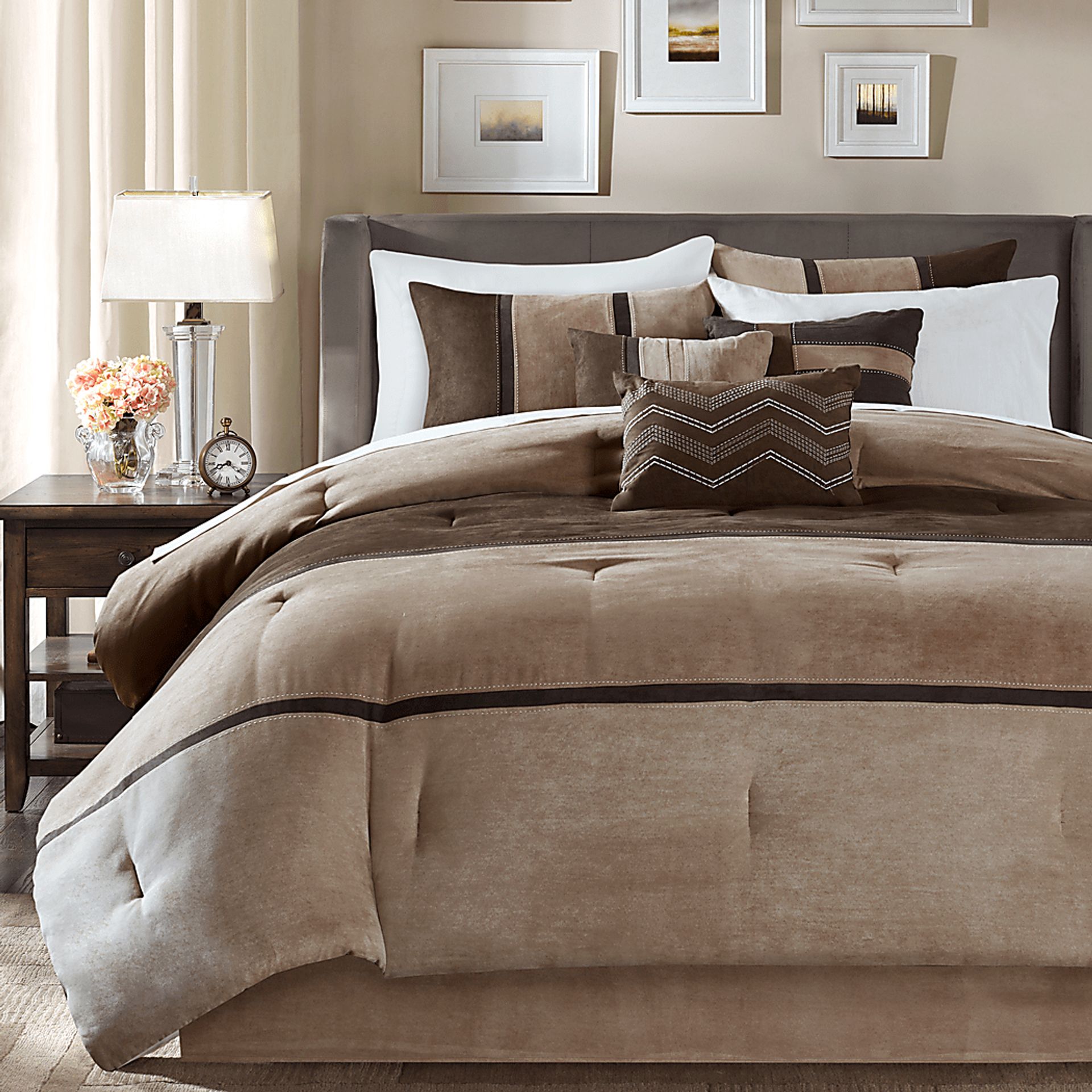 Colapissa Brown 7 Pc California King Comforter Set - Image 3