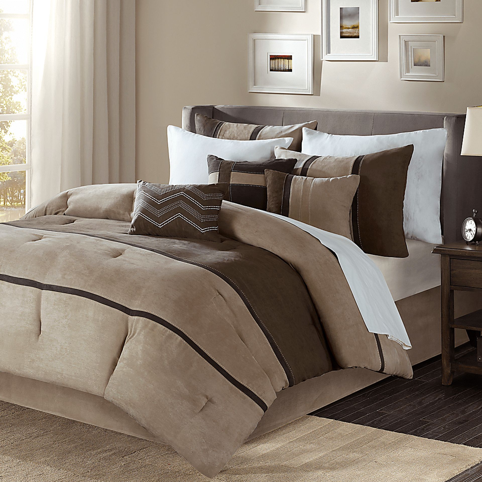 Colapissa Brown 7 Pc California King Comforter Set - Image 4