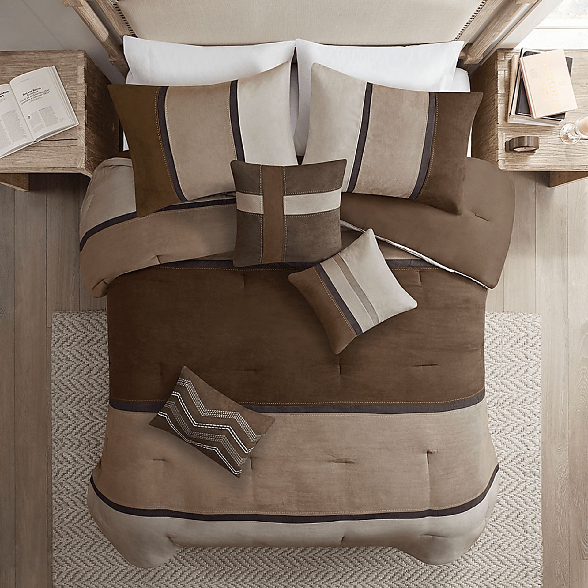 Colapissa Brown 7 Pc California King Comforter Set - Image 5