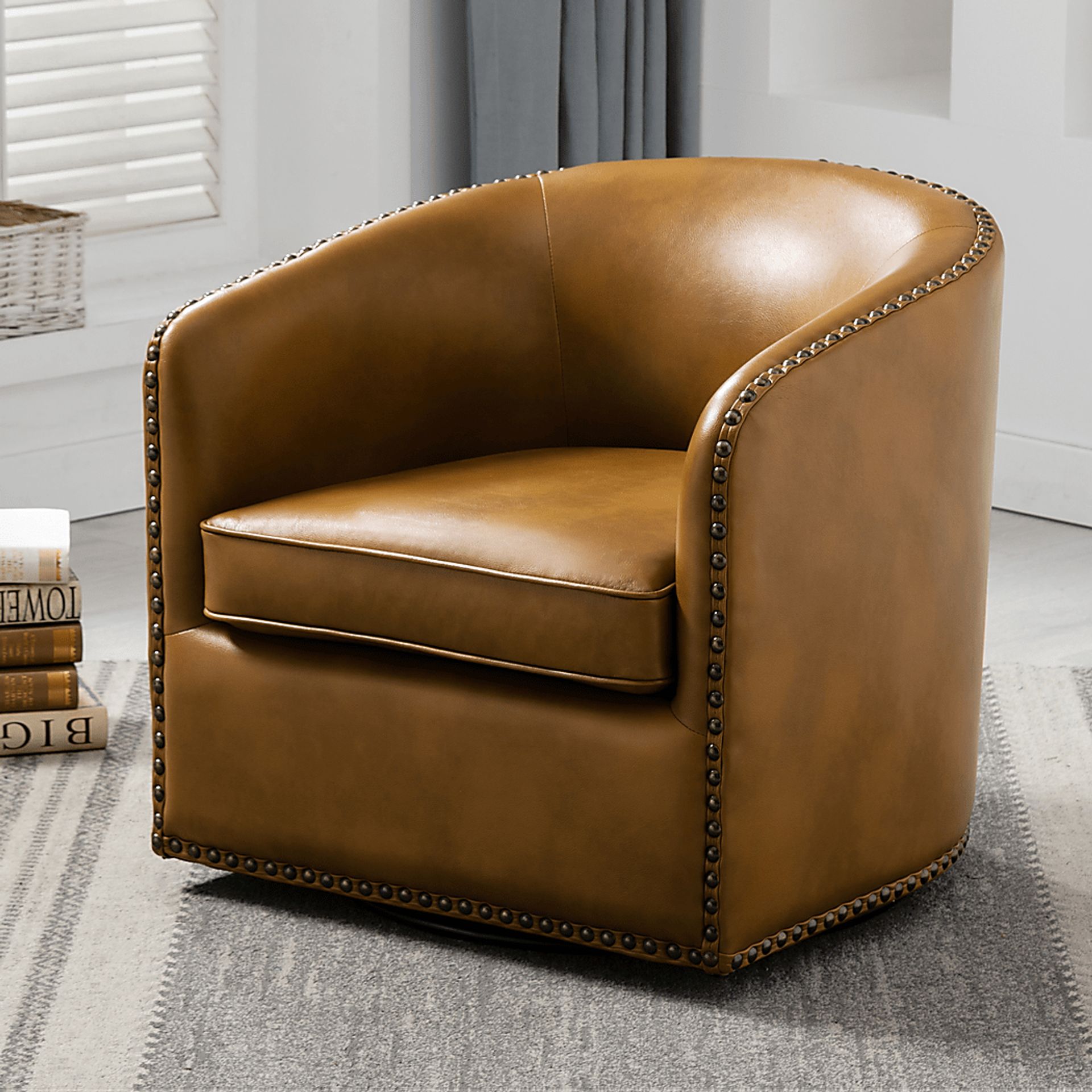 Colapissa Brown Swivel Arm Chair - Image 12