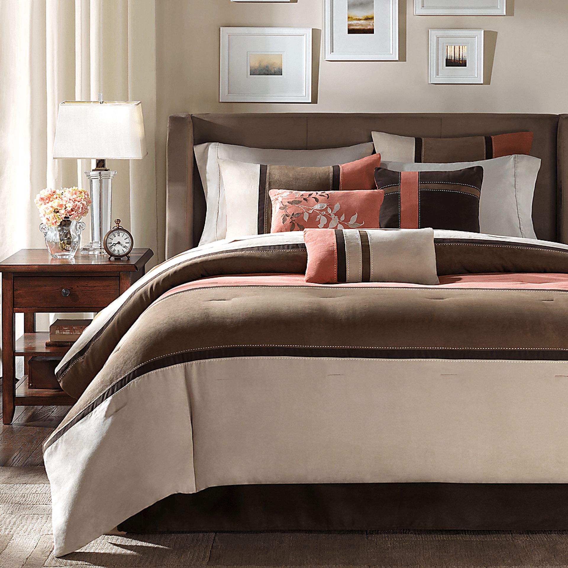 Colapissa Coral Brown 7 Pc King Comforter Set - Image 8