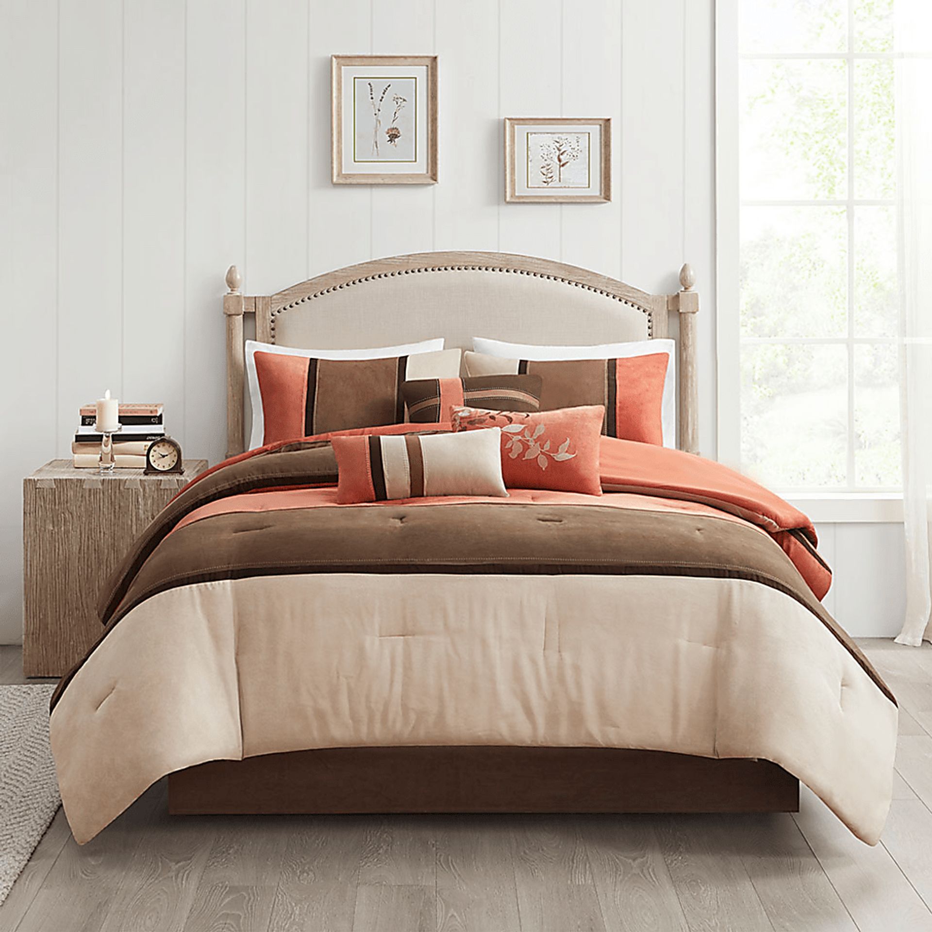 Colapissa Coral Brown 7 Pc King Comforter Set - Image 1