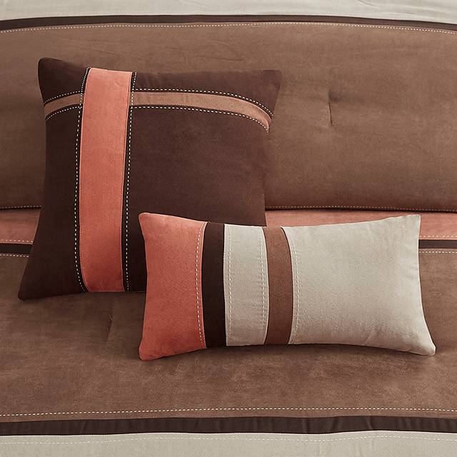 Colapissa Coral Brown 7 Pc Queen Comforter Set - Thumbnail - Image 11