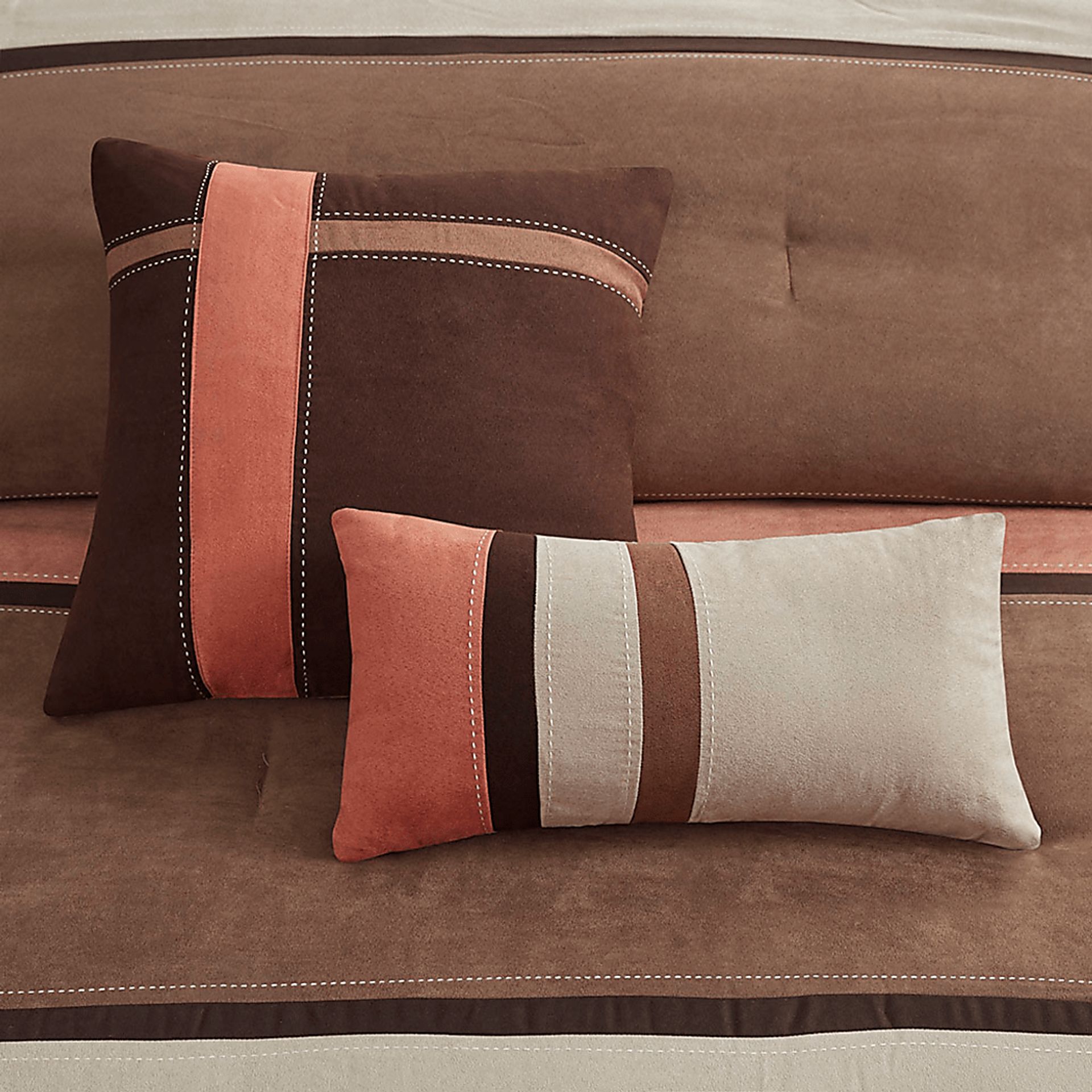 Colapissa Coral Brown 7 Pc Queen Comforter Set - Image 11