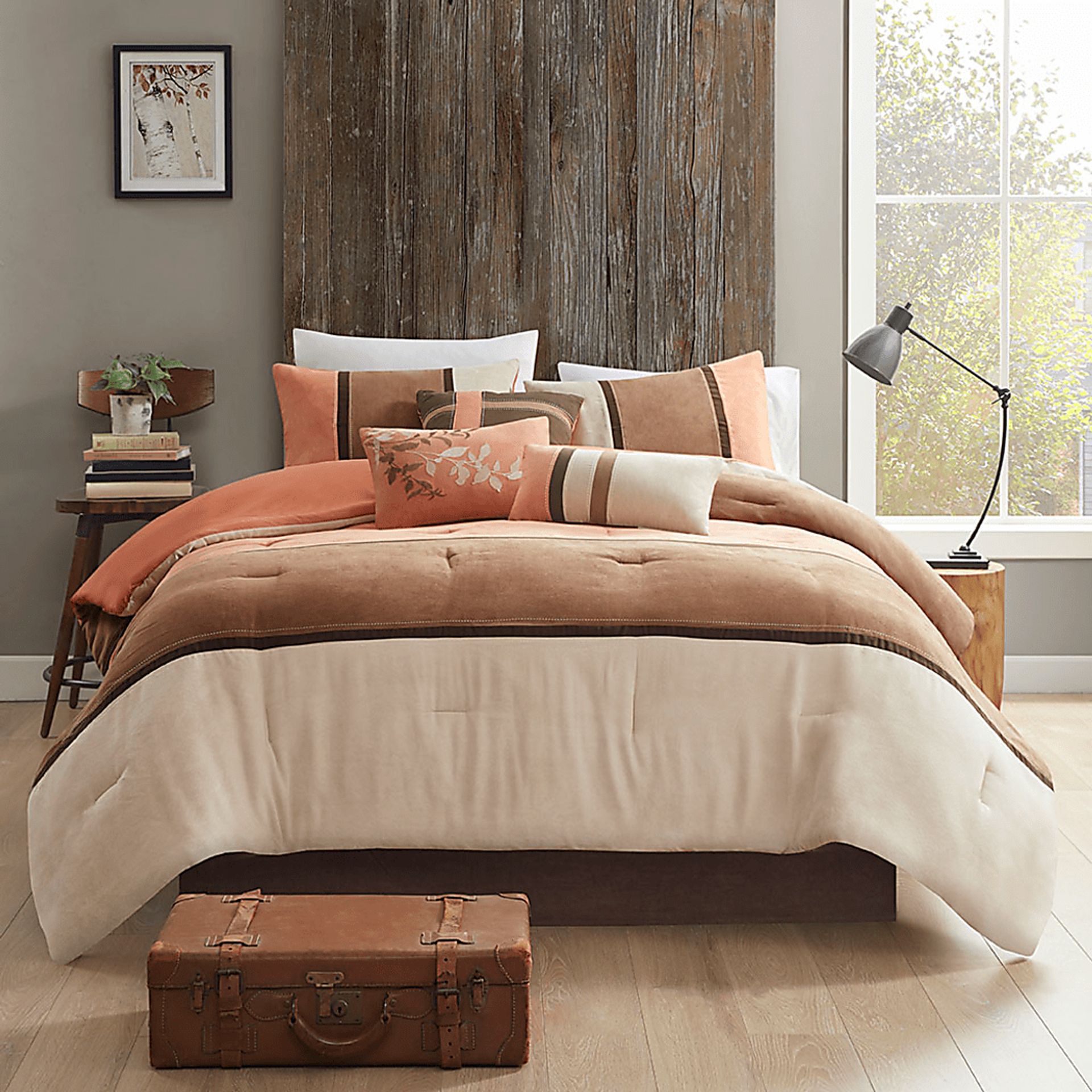 Colapissa Coral Brown 7 Pc Queen Comforter Set - Image 6