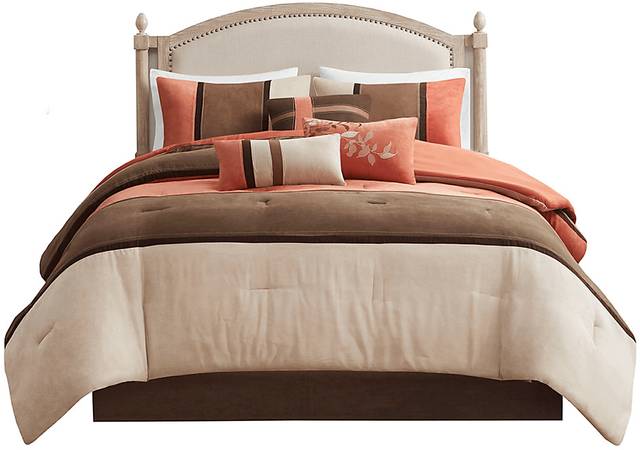 Colapissa Coral Brown 7 Pc Queen Comforter Set - Thumbnail - Image 9