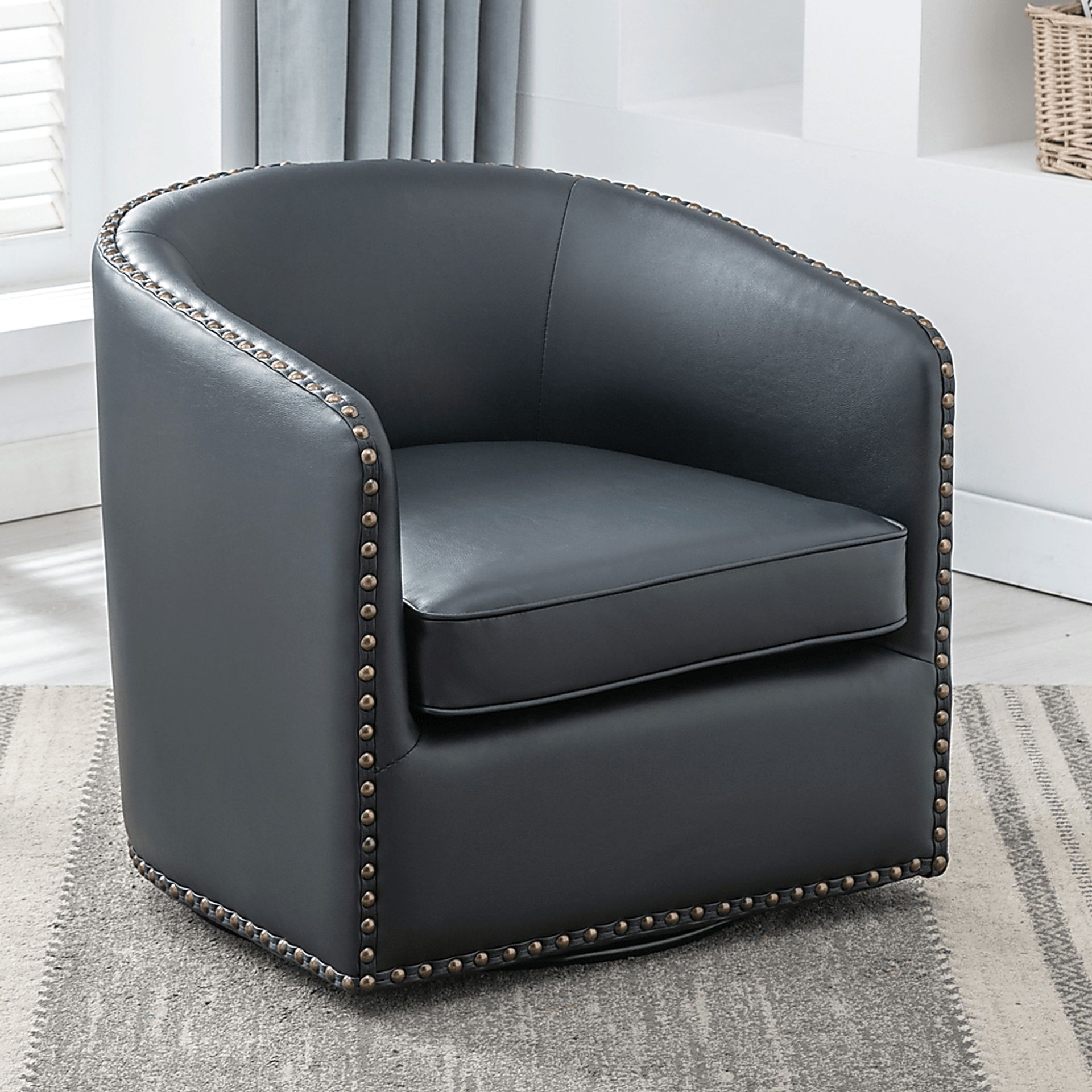 Colapissa Dark Blue Swivel Arm Chair - Image 11