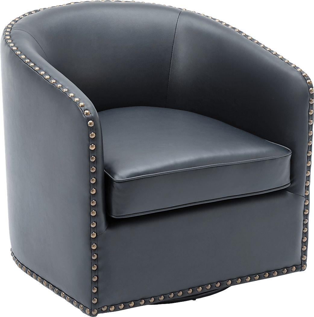 Colapissa Dark Blue Swivel Arm Chair