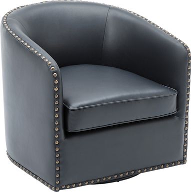Colapissa Dark Blue Swivel Arm Chair